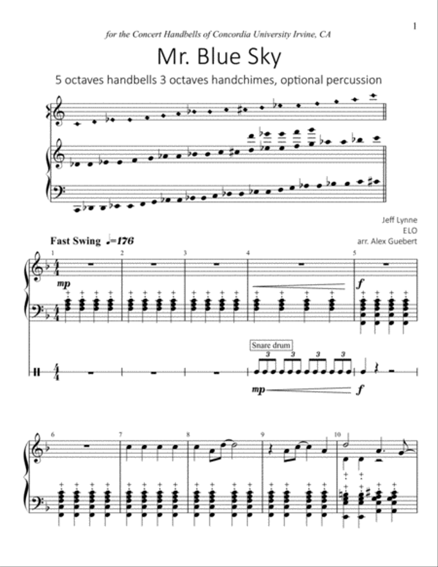 Mr. Blue Sky Handbell Choir scores gallery preview page 1