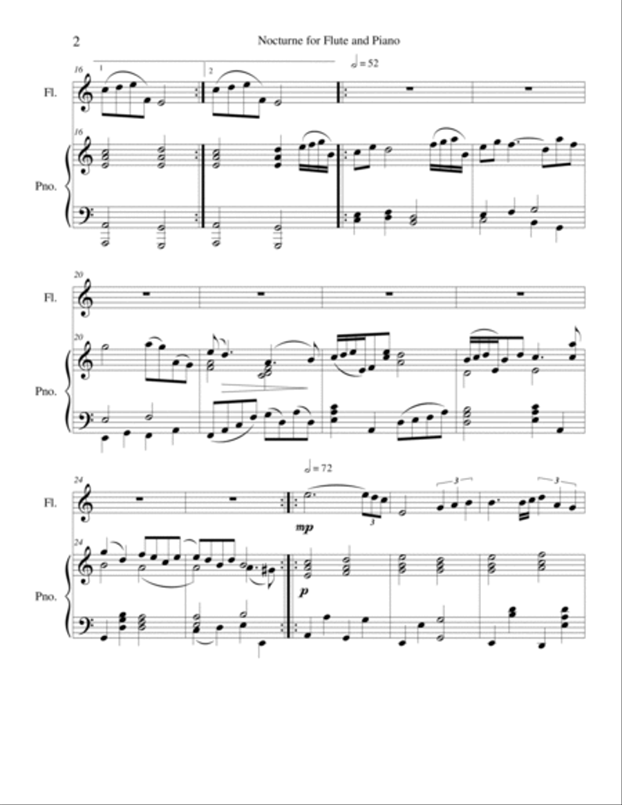 Nocturne for Flute and Piano Flute Solo scores gallery preview page 4