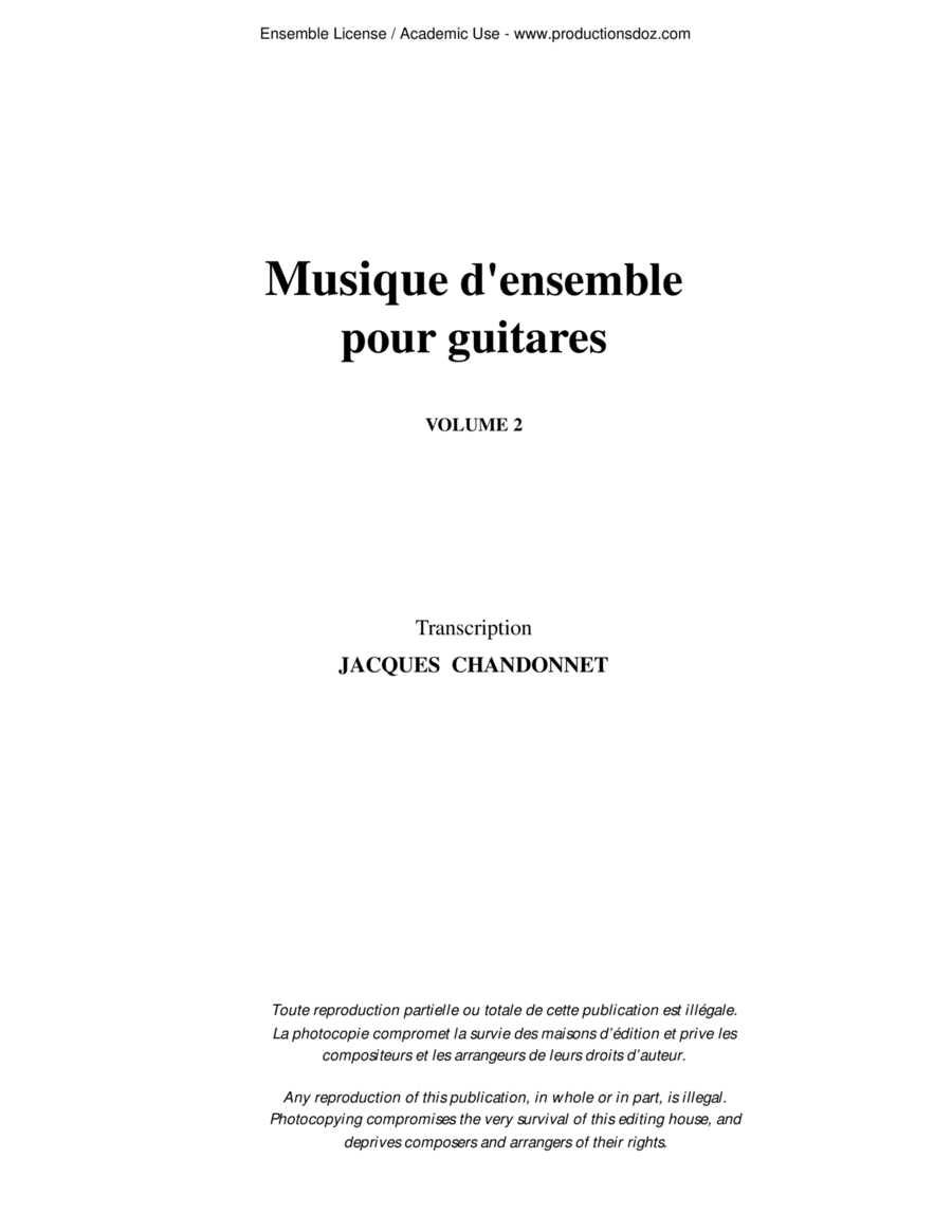Musique d'ensemble pour guitares, vol. 2 Guitar Ensemble scores gallery preview page 1