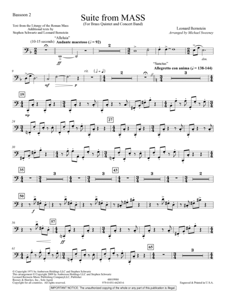 Suite from Mass (arr. Michael Sweeney) - Bassoon 2