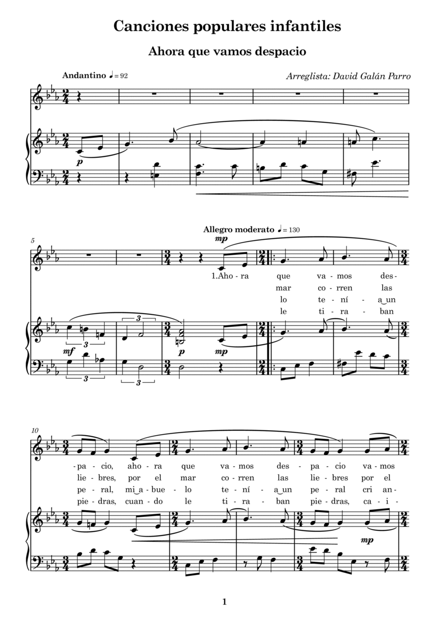 Ahora que vamos despacio Ahora que vamos despacio Voice scores gallery preview page 1