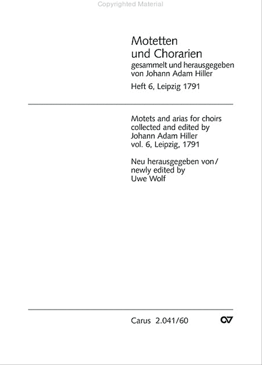 Motets and arias for choirs collected and edited by Johann Adam Hiller, vol. 6 Voice Solo scores gallery preview page 2