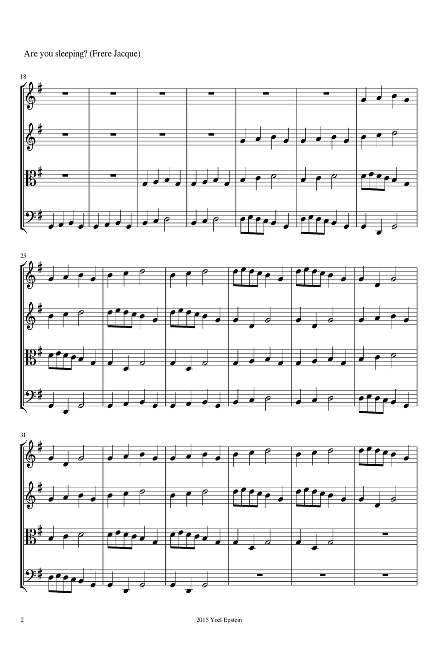 Baa Baa Black Sheep and other children's songs for beginning string quartet String Quartet scores gallery preview page 4