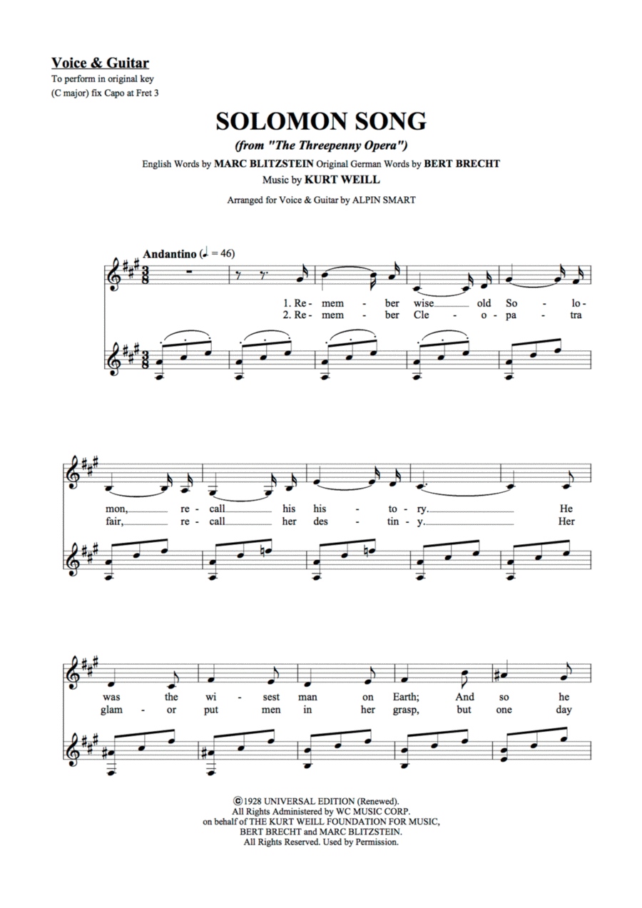 Solomon Song Piano, Vocal, Guitar scores gallery preview page 1