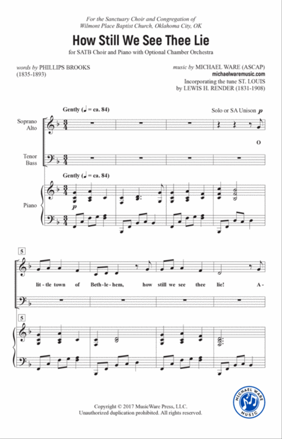 How Still We See Thee Lie SATB (O Little Town of Bethlehem) 4-Part scores gallery preview page 3