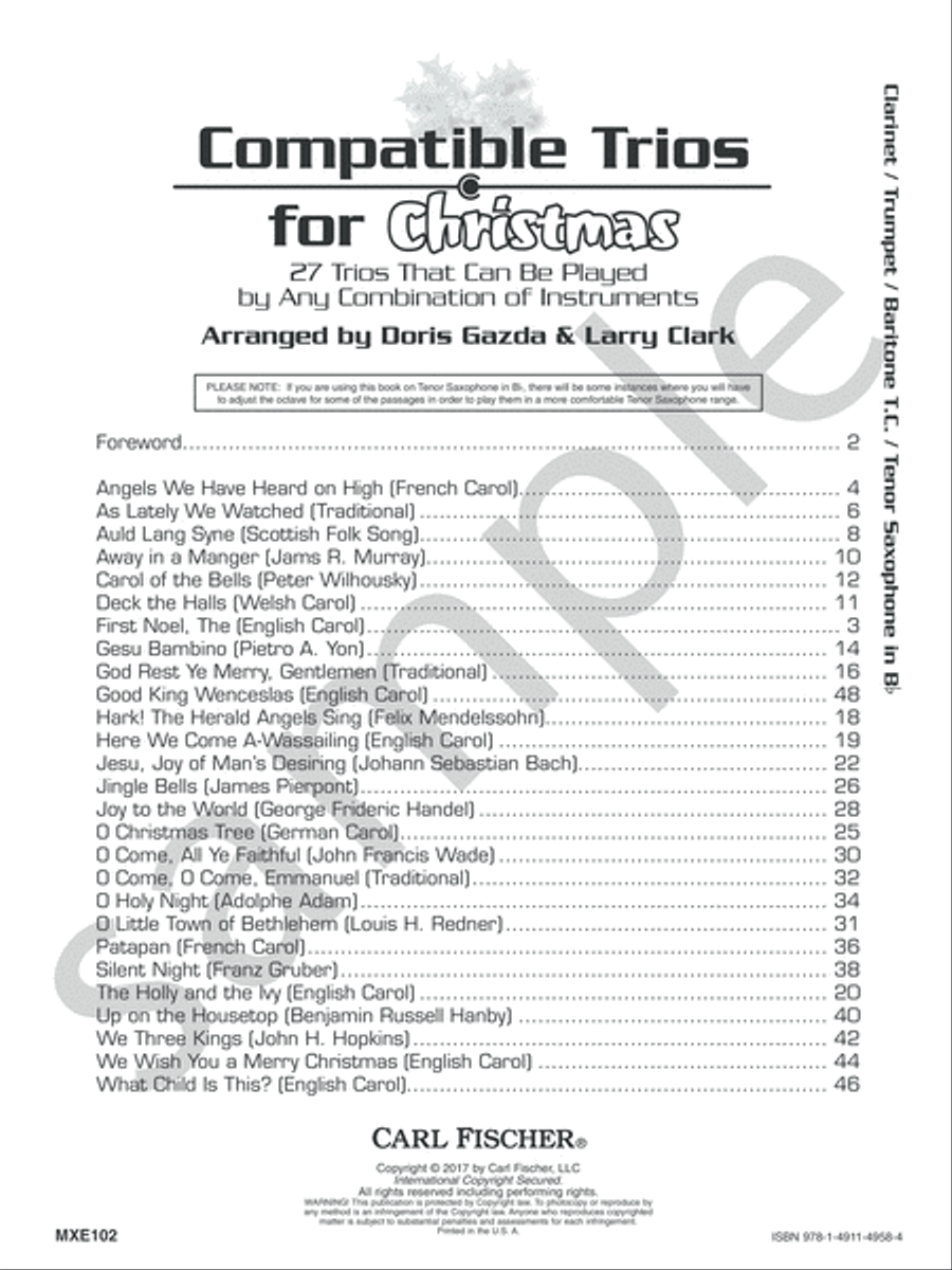 Compatible Trios for Christmas Clarinet scores gallery preview page 3