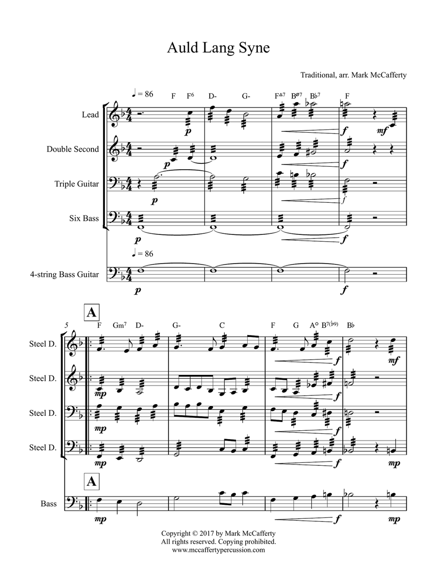 Auld Lang Syne Steel Drum Percussion Ensemble scores gallery preview page 2
