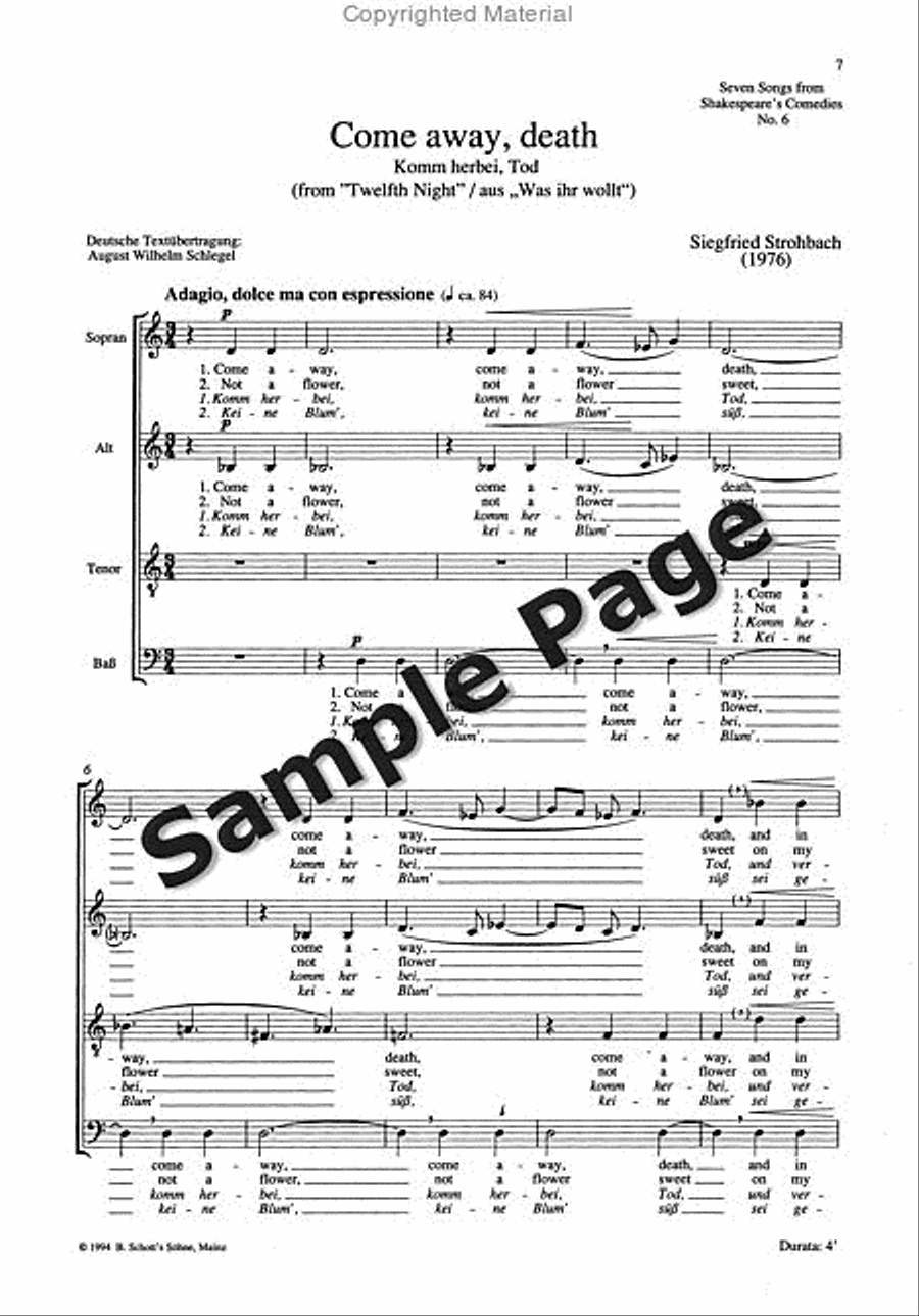 Songs 7 Shakespeare Comedies#5-6 4-Part scores gallery preview page 7