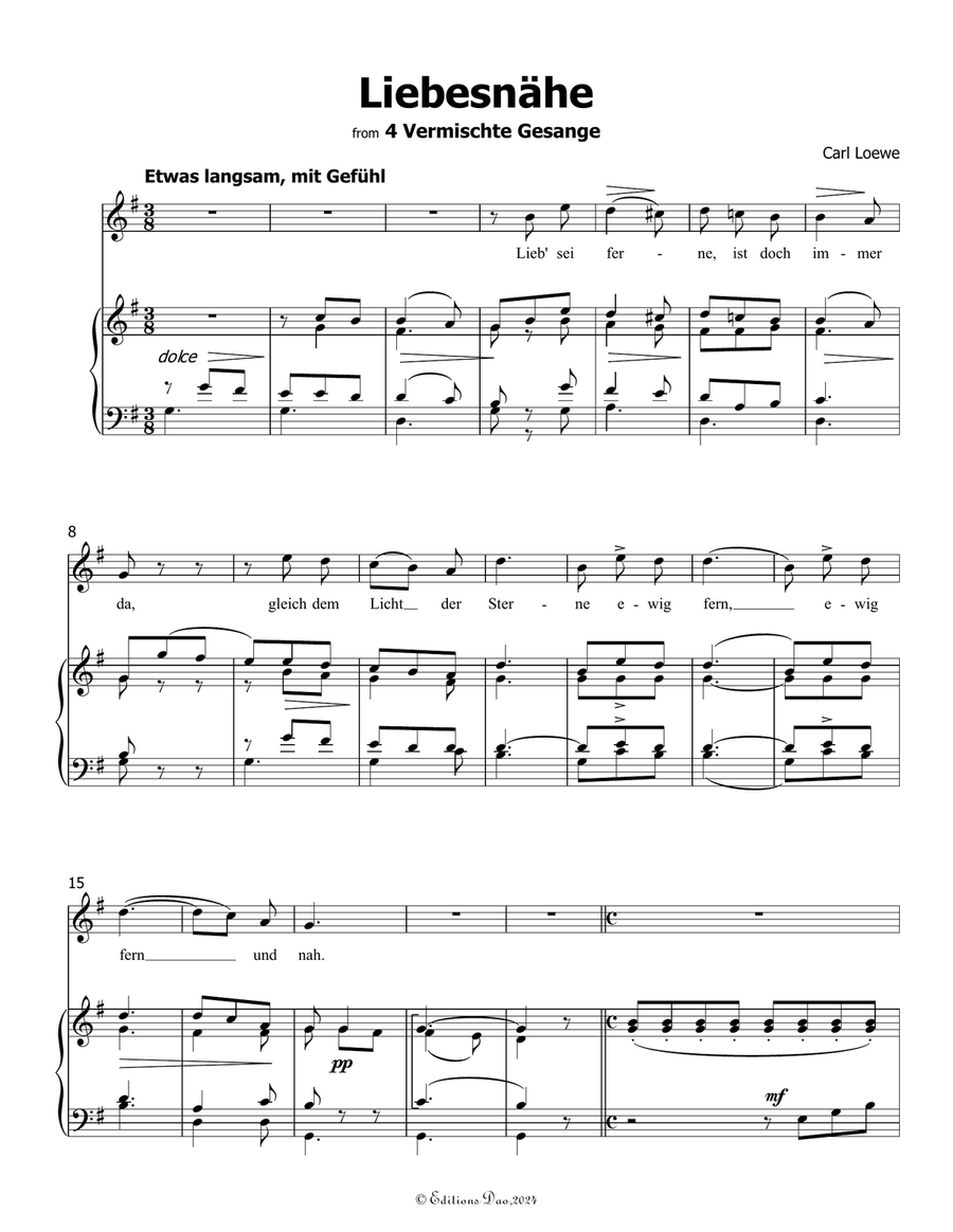 Liebesnahe, by Carl Loewe, in G Major Voice scores gallery preview page 3