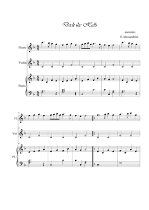 Deck the Halls. Flute, violin and piano Trio - Score Only