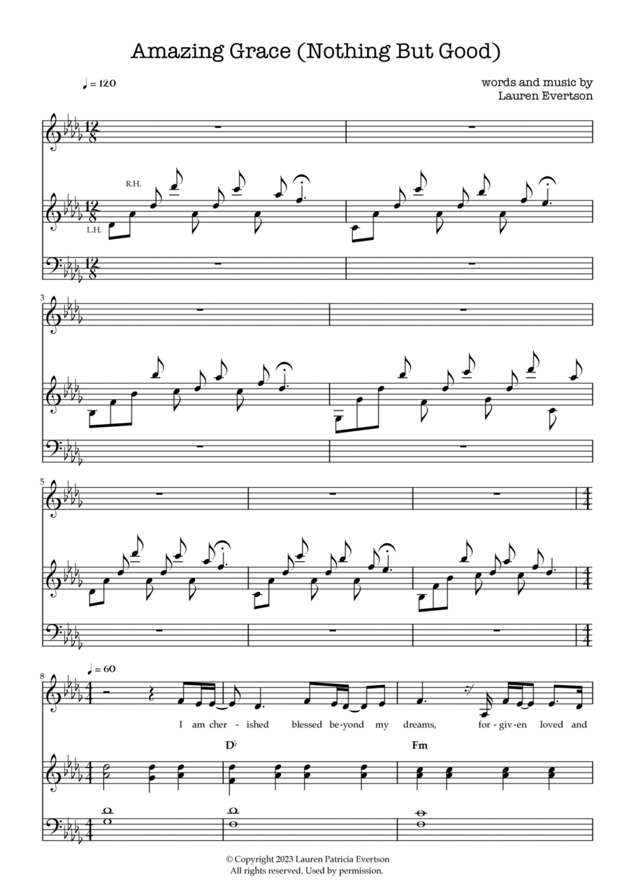 Amazing Grace (Nothing But Good) Piano, Vocal, Guitar scores gallery preview page 1