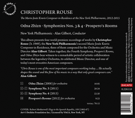 Christopher Rouse: Odna Zhizn - Symphonies Nos. 3 & 4 - Prospero's Rooms