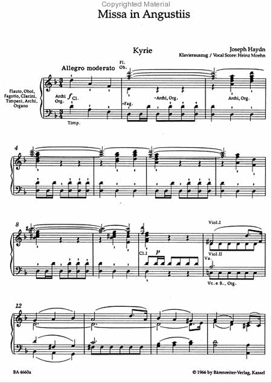 Missa in angustiis Hob.XXII:11 'Nelson Mass' 4-Part scores gallery preview page 3