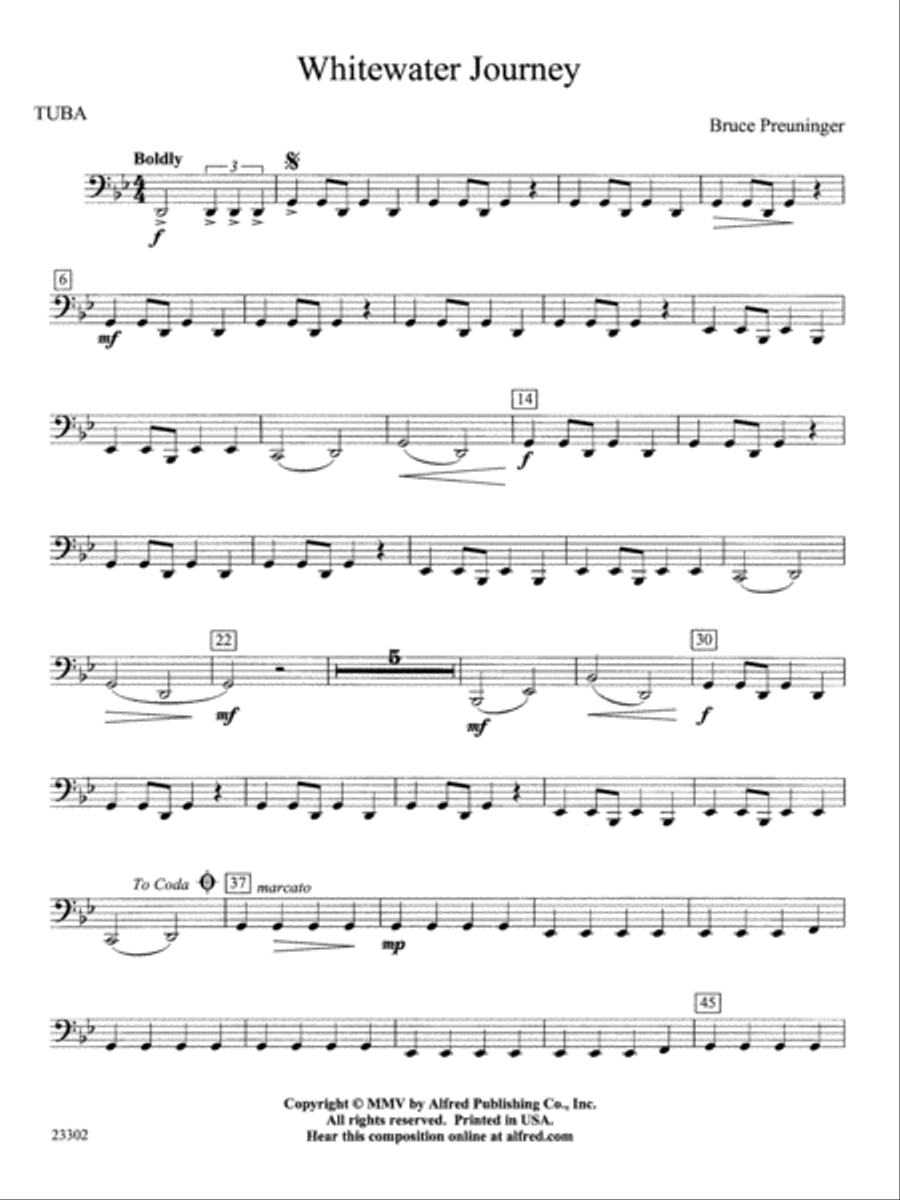 White Water Journey: Tuba Concert Band scores gallery preview page 1