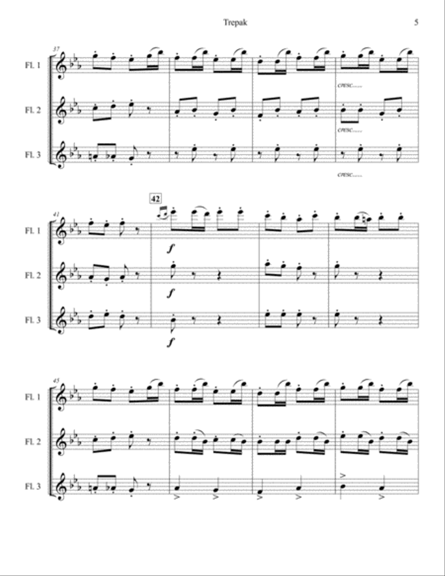 Trepak from The Nutcracker Suite for Three Flutes Flute Trio scores gallery preview page 5