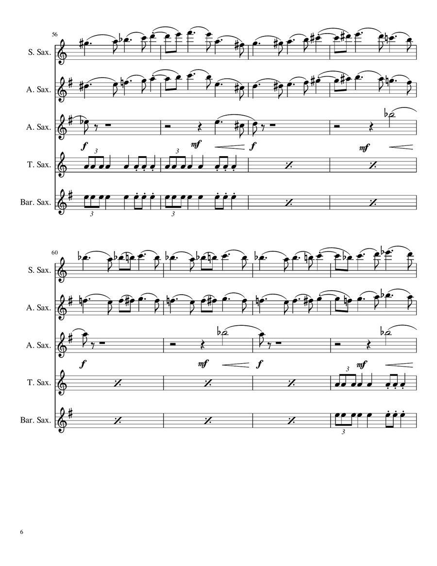Mars, The Bringer Of War - For Saxophone Quintet Saxophone Quintet scores gallery preview page 6