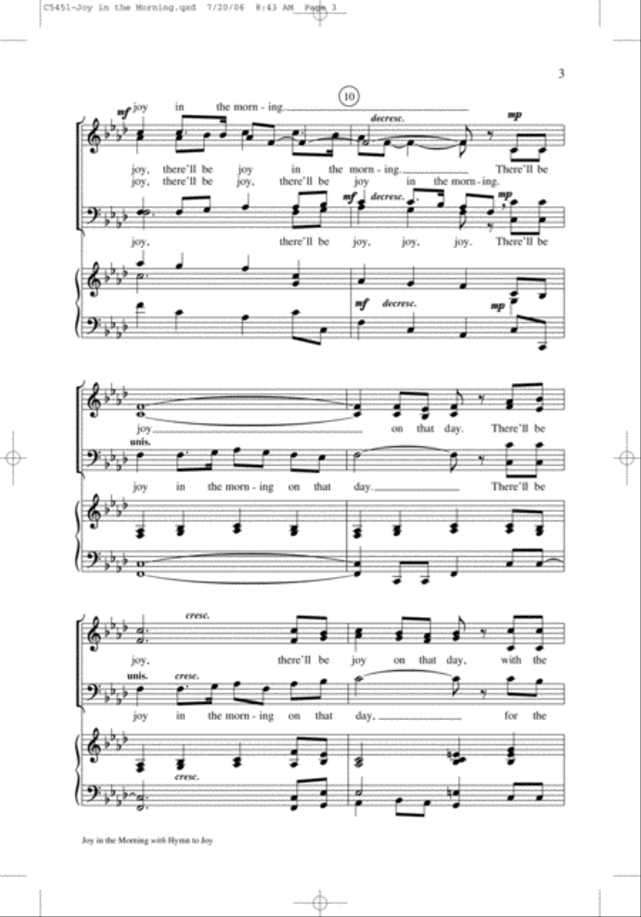Joy in the Morning with Hymn to Joy 4-Part scores gallery preview page 3