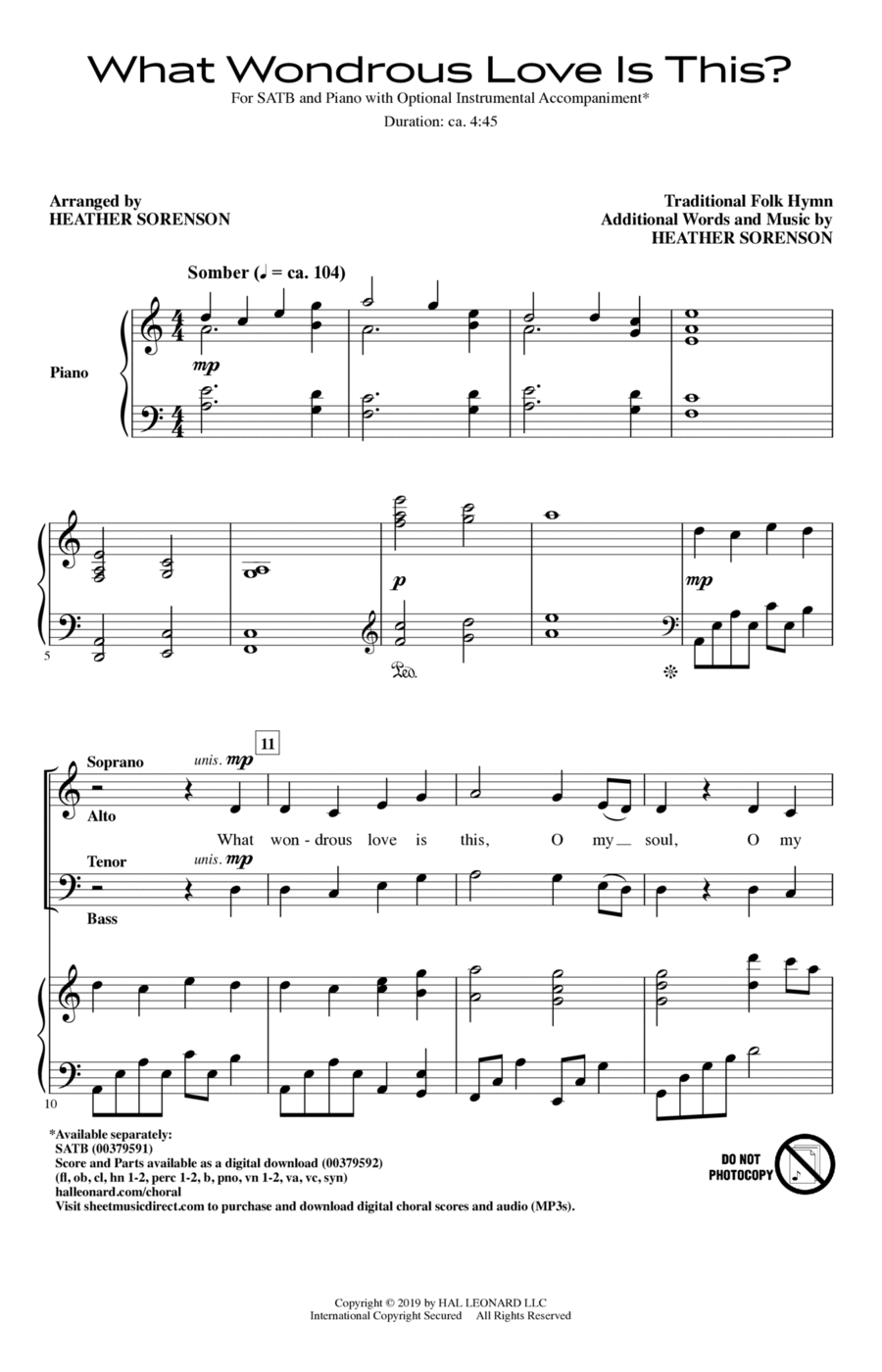 What Wondrous Love Is This? (arr. Heather Sorenson) 4-Part scores gallery preview page 1