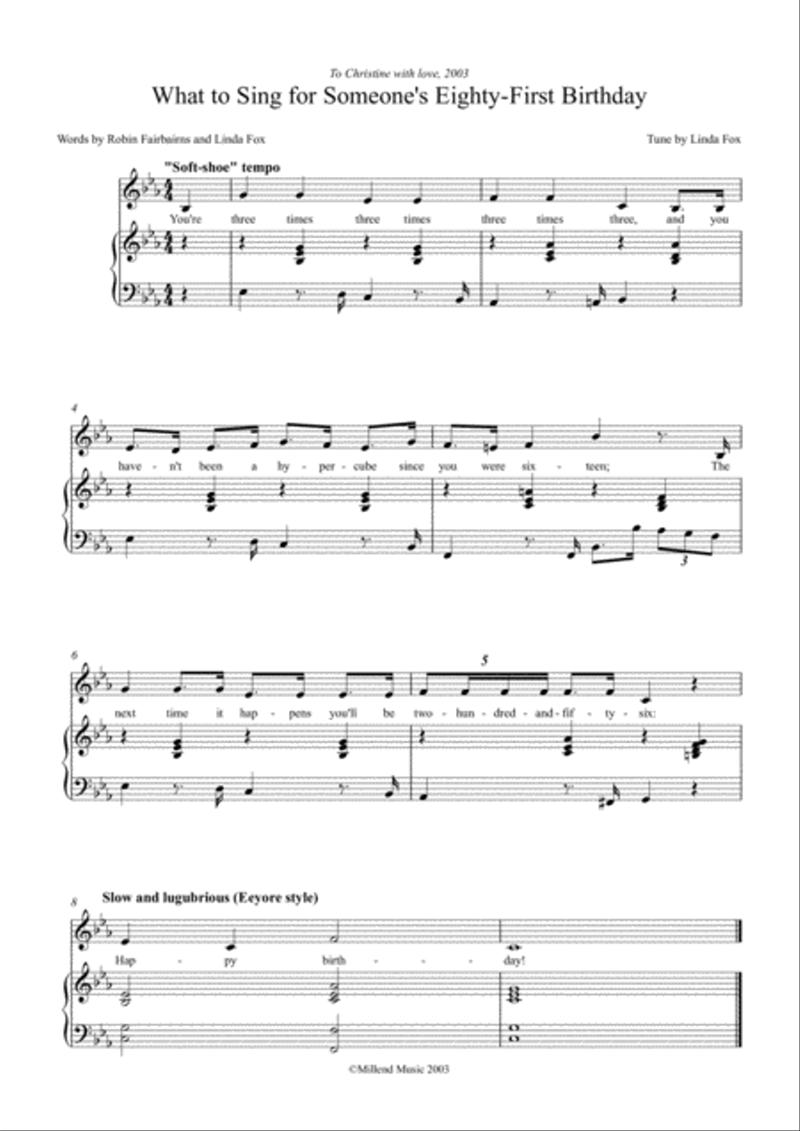 What to Sing for Someone's Eighty-first Birthday Voice scores gallery preview page 1