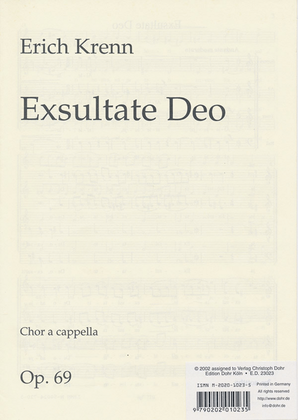 Exsultate Deo für Chor a cappella op. 69