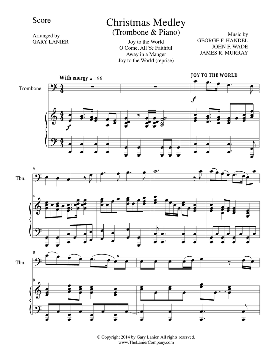 CHRISTMAS JOY MEDLEY (Sing-A-Long with Trombone and Piano) Small Ensemble scores gallery preview page 1