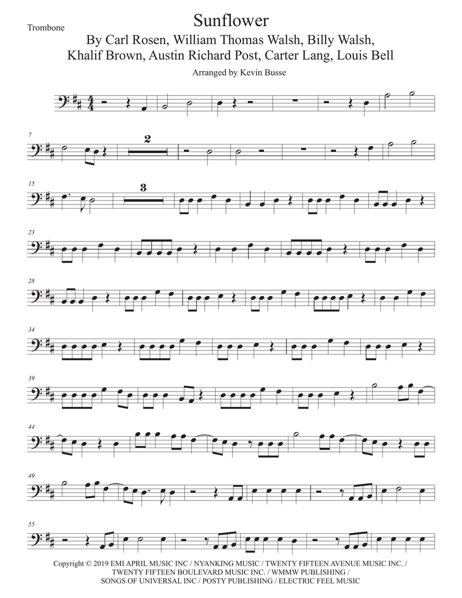 Sunflower Trombone Solo scores gallery preview page 1