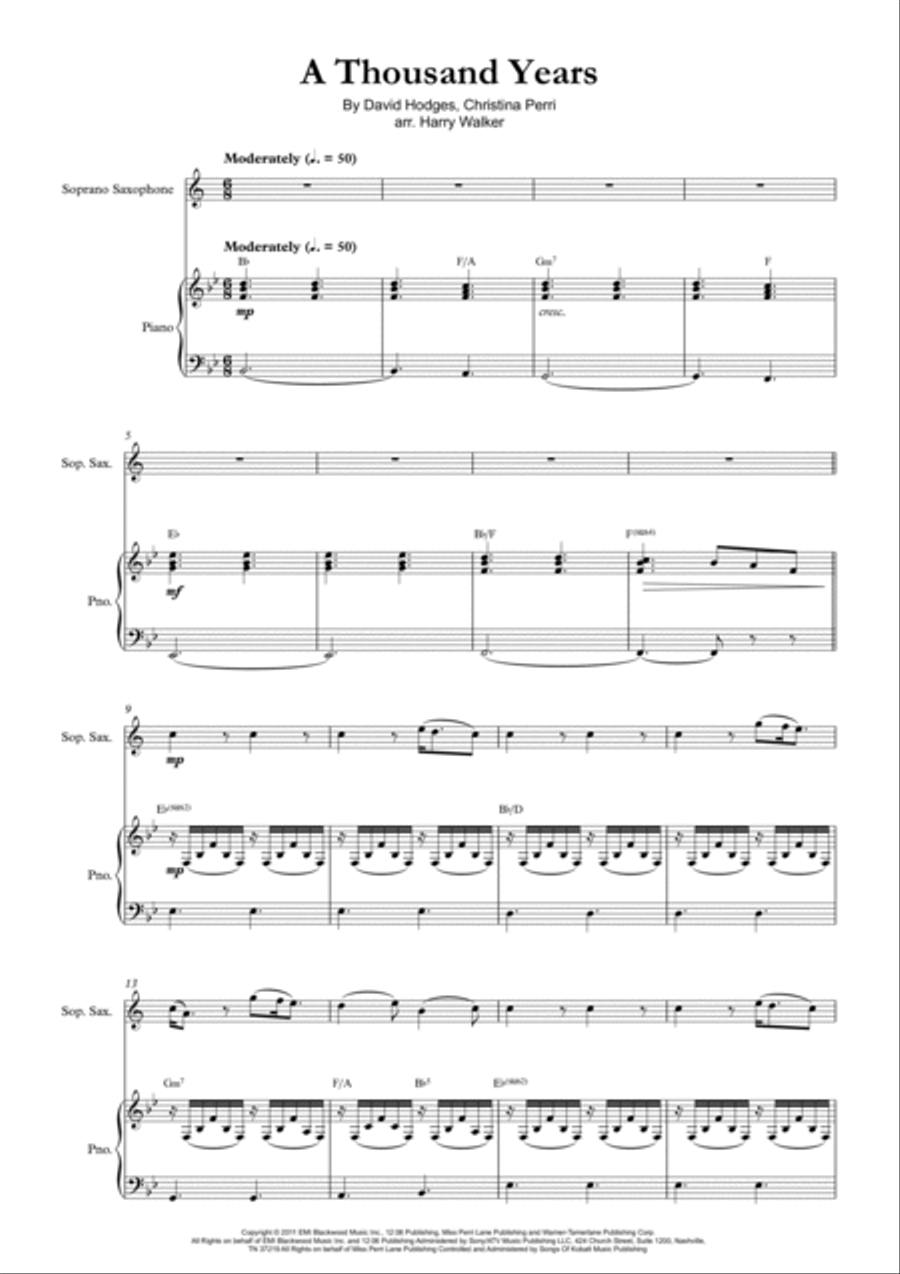 A Thousand Years Soprano Saxophone scores gallery preview page 3