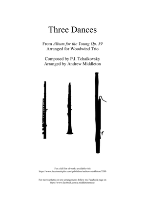 Book cover for Three Dances arranged for Woodwind Trio