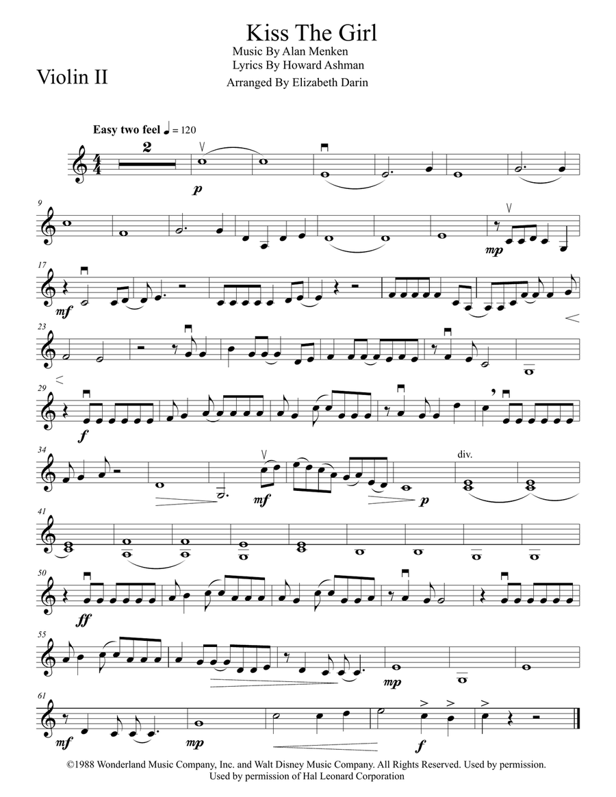 Kiss The Girl String Orchestra scores gallery preview page 1