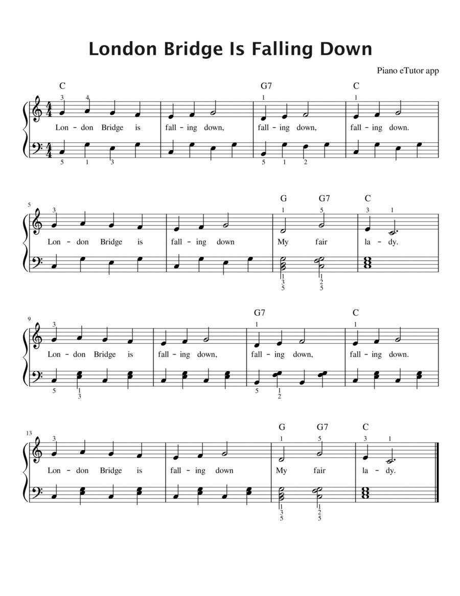 London Bridge Is Falling Down piano sheet music by Traditional