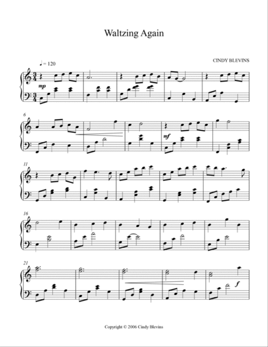 Waltzing Again, original piano solo Piano Solo scores gallery preview page 2