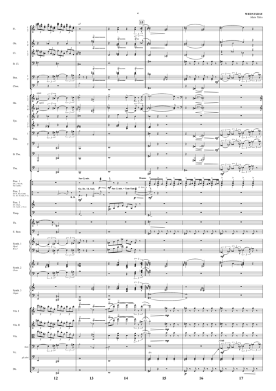 Wednesday Main Titles Full Orchestra scores gallery preview page 4