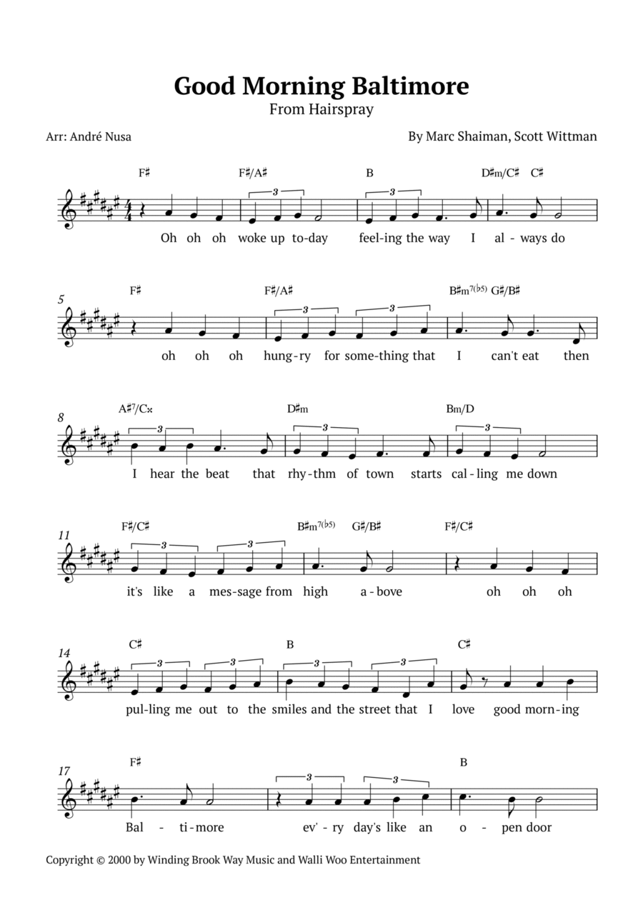 Good Morning Baltimore Piano scores gallery preview page 1
