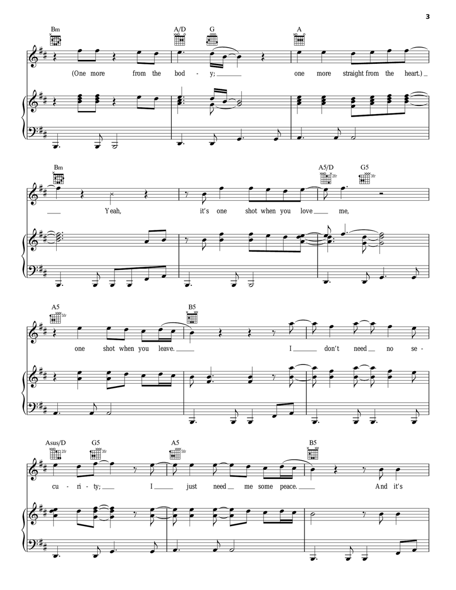One Hit (To The Body) One Hit (To The Body) Piano, Vocal, Guitar scores gallery preview page 3