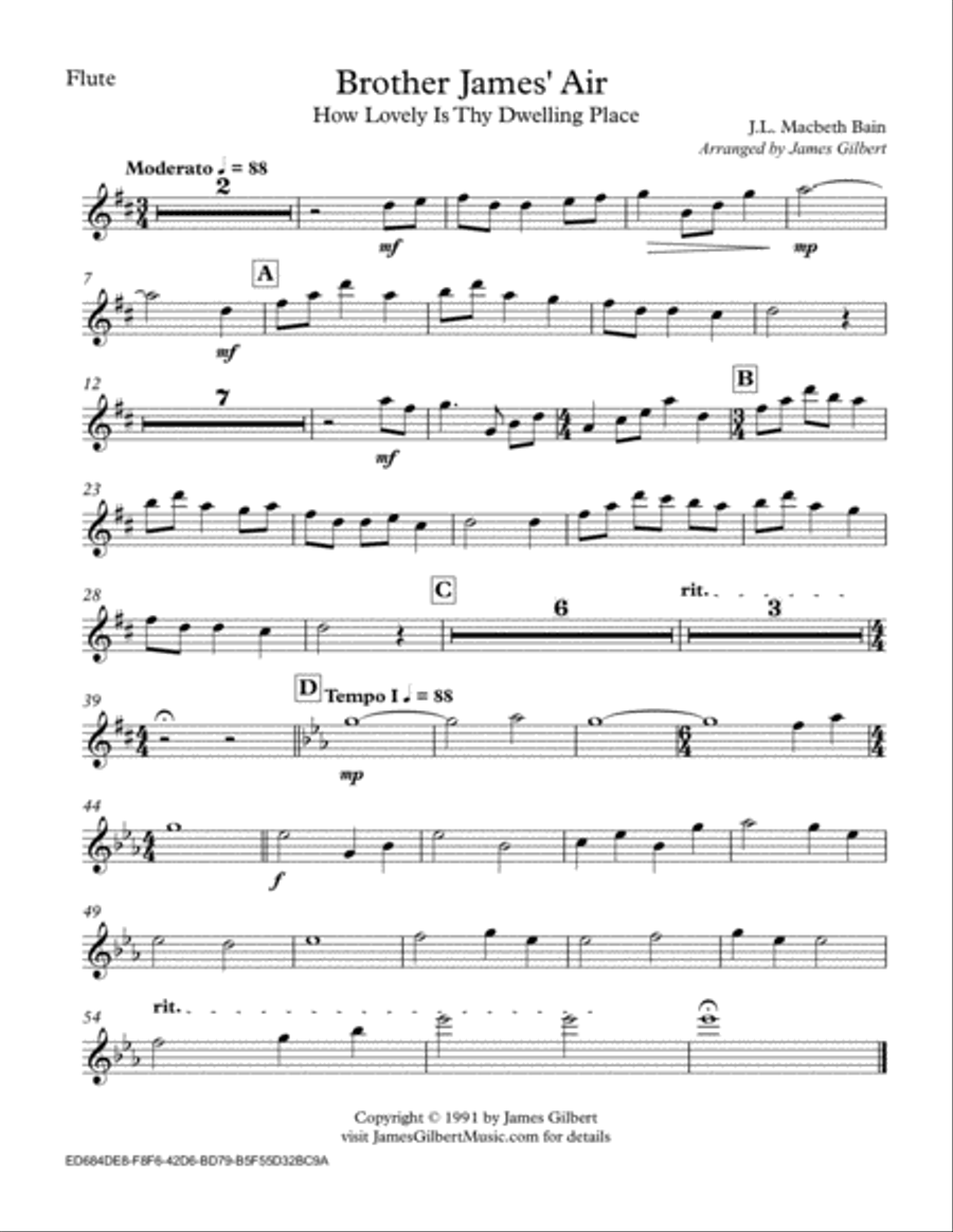 Brother James' Air Brother James' Air Woodwind Quintet scores gallery preview page 6
