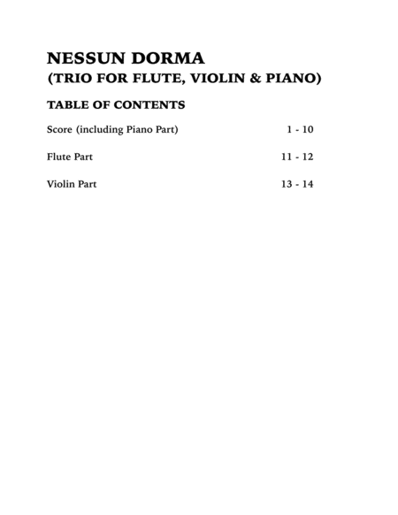 Nessun Dorma (Trio for Flute, Violin and Piano) image number null