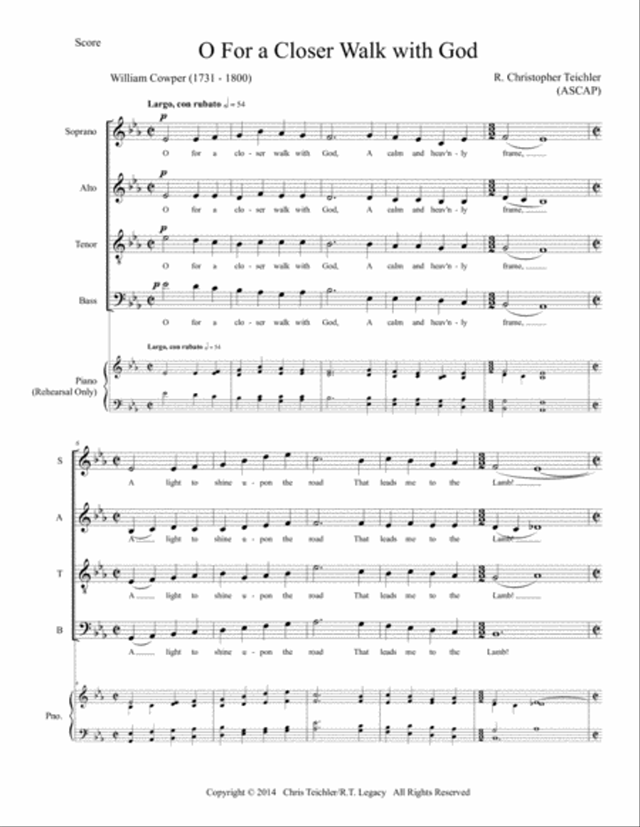 O For a Closer Walk With God - SATB 4-Part scores gallery preview page 3