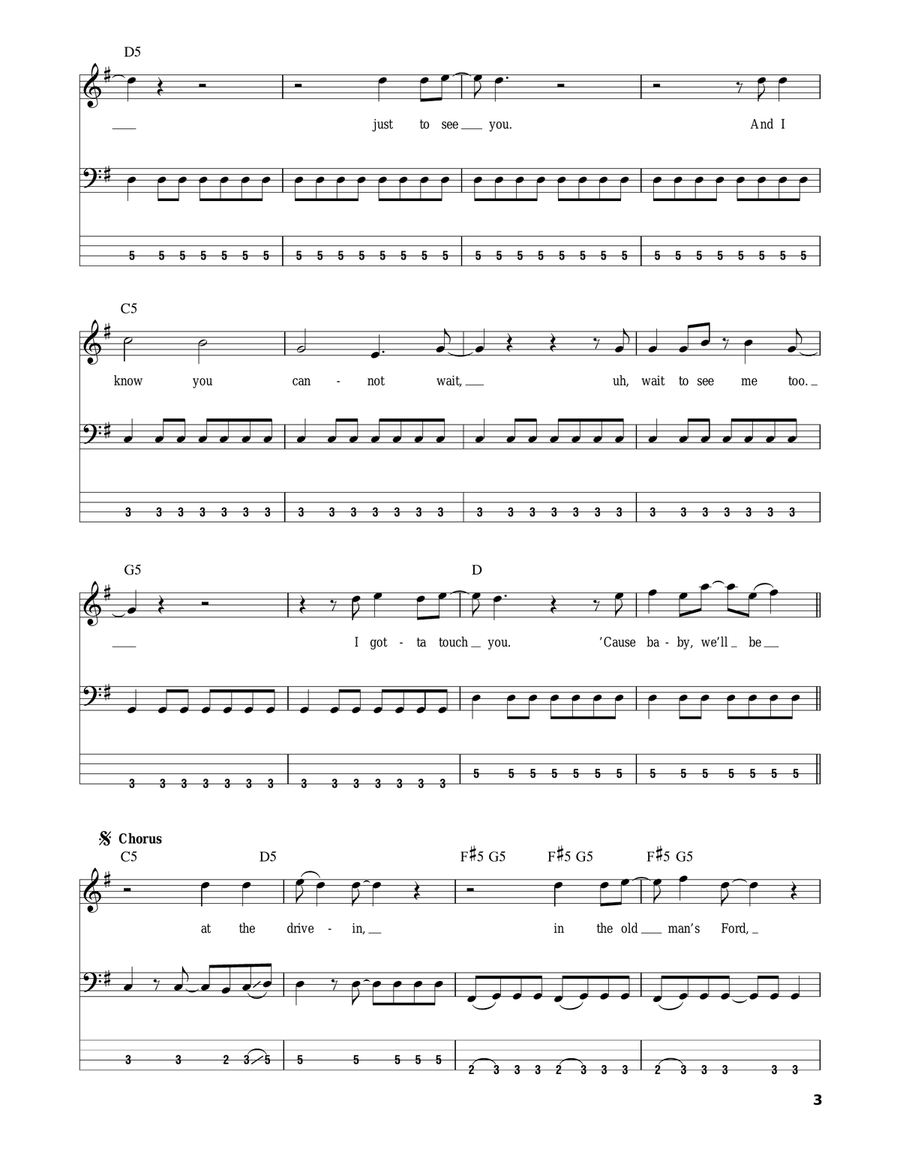 Talk Dirty To Me Talk Dirty To Me Bass Guitar Tablature scores gallery preview page 3
