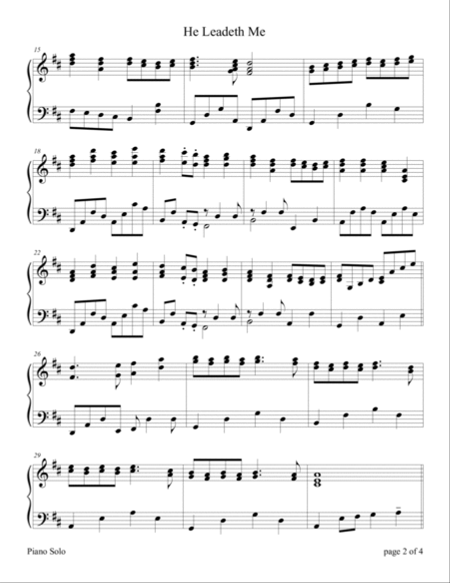 He Leadeth Me Piano Solo scores gallery preview page 3