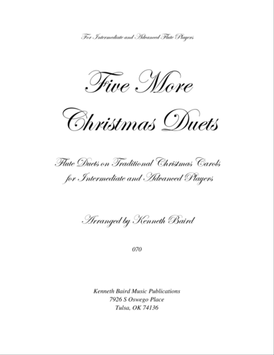 Five More Christmas Duets for Flutes Flute Duet scores gallery preview page 1