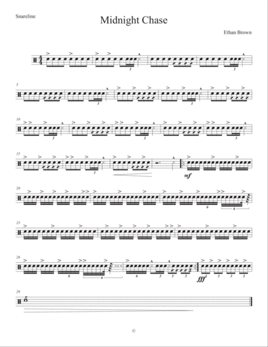 Midnight Chase-Snareline Drum Set scores gallery preview page 1