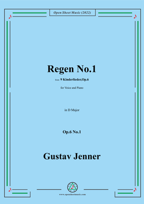 Book cover for Jenner-Regen No.1,in D Major,Op.6 No.1