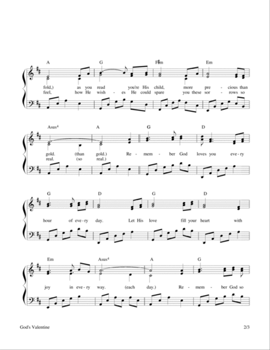 God's Valentine Piano, Vocal, Guitar scores gallery preview page 2