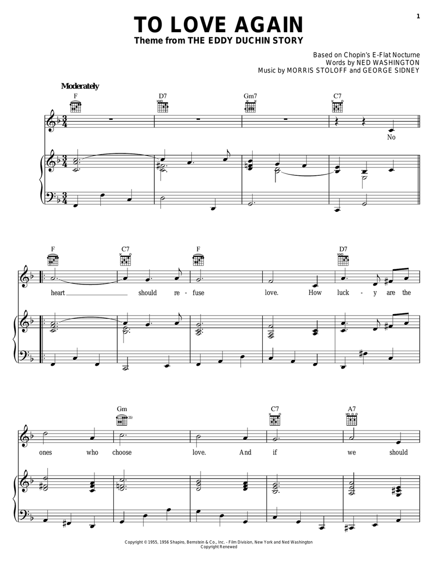To Love Again Piano, Vocal, Guitar scores gallery preview page 1