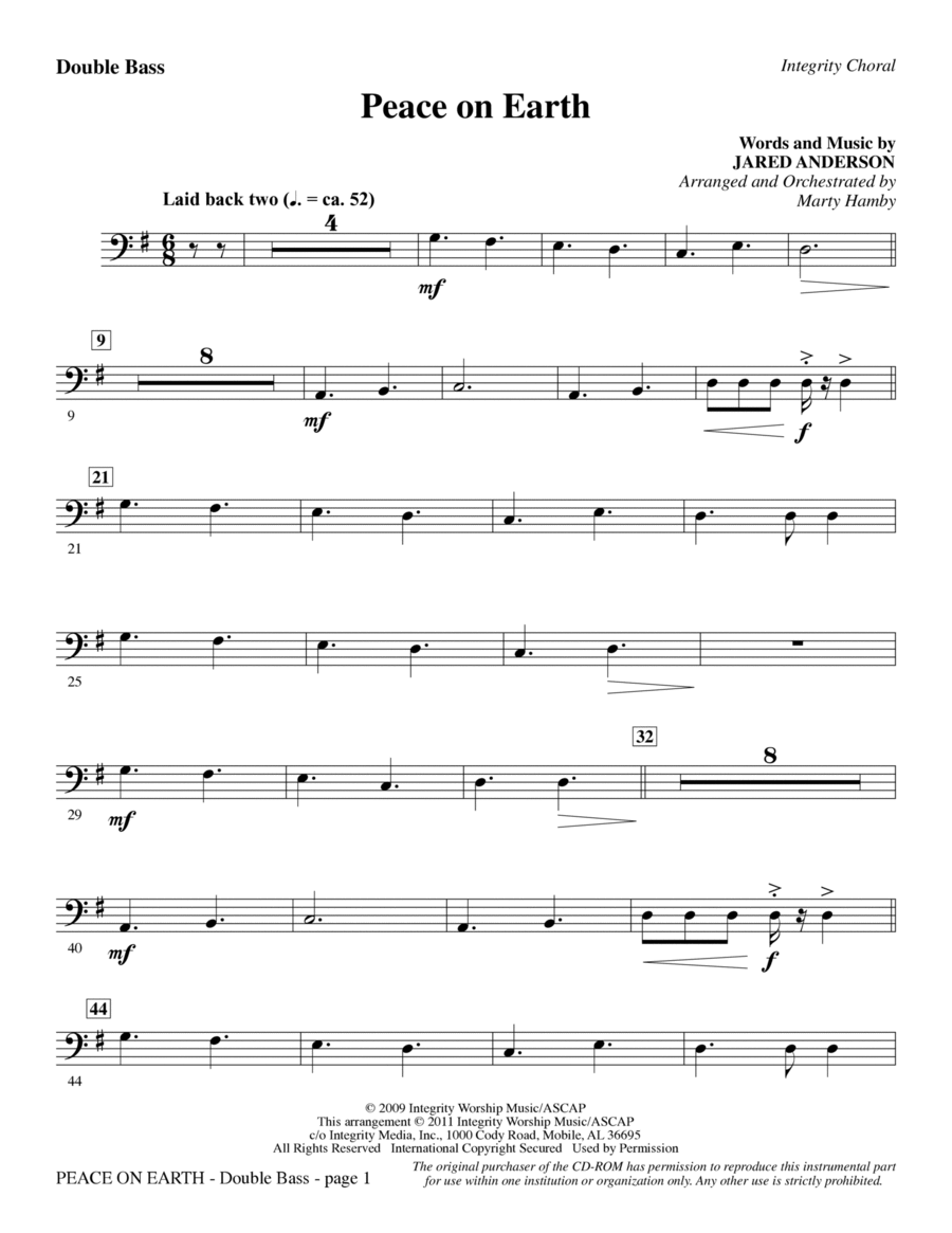 Peace On Earth - Double Bass Choir scores gallery preview page 1