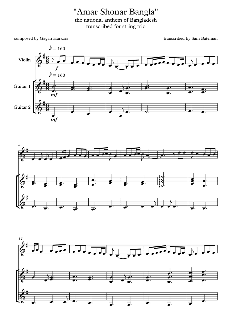 Amar Shonar Bangla Small Ensemble scores gallery preview page 1