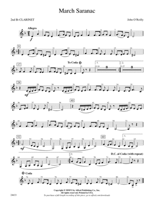 March Saranac: 2nd B-flat Clarinet