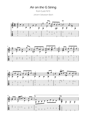 Bach - Air on the G string - BWV 1068 - Guitar TABs