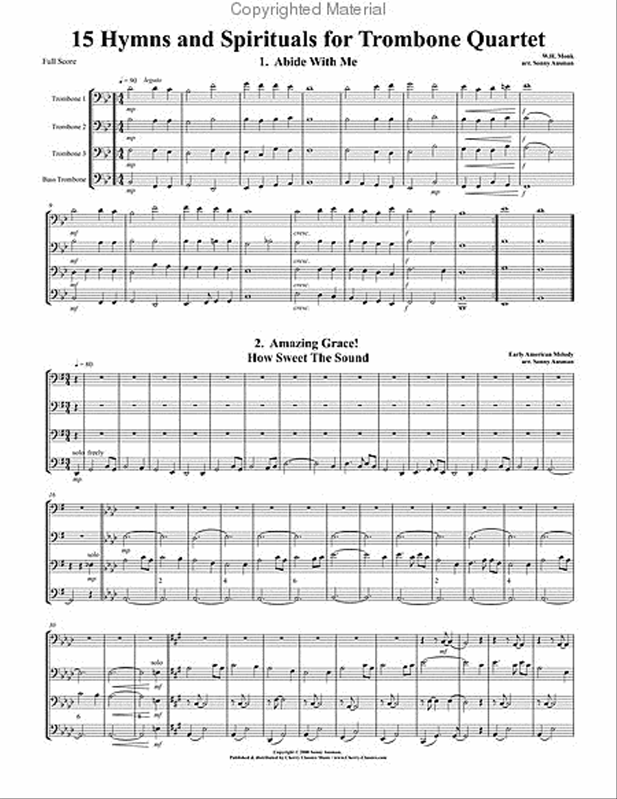 15 Hymns & Spirituals-Bass clef edition Trombone Quartet scores gallery preview page 3