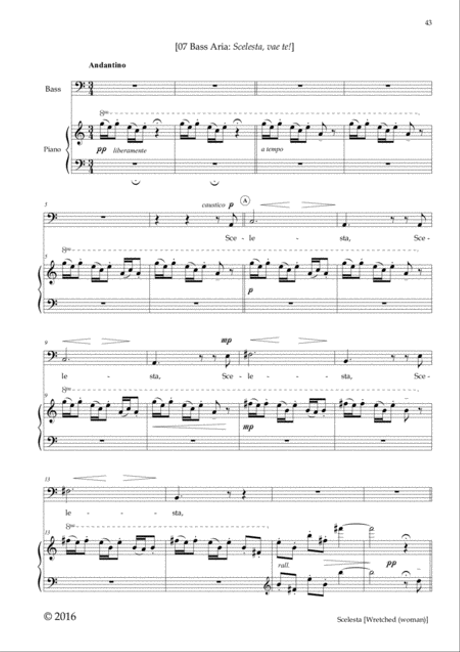 Scelesta, Vae Te, from trio cantata 'Catullus VIII' Bass Voice scores gallery preview page 2